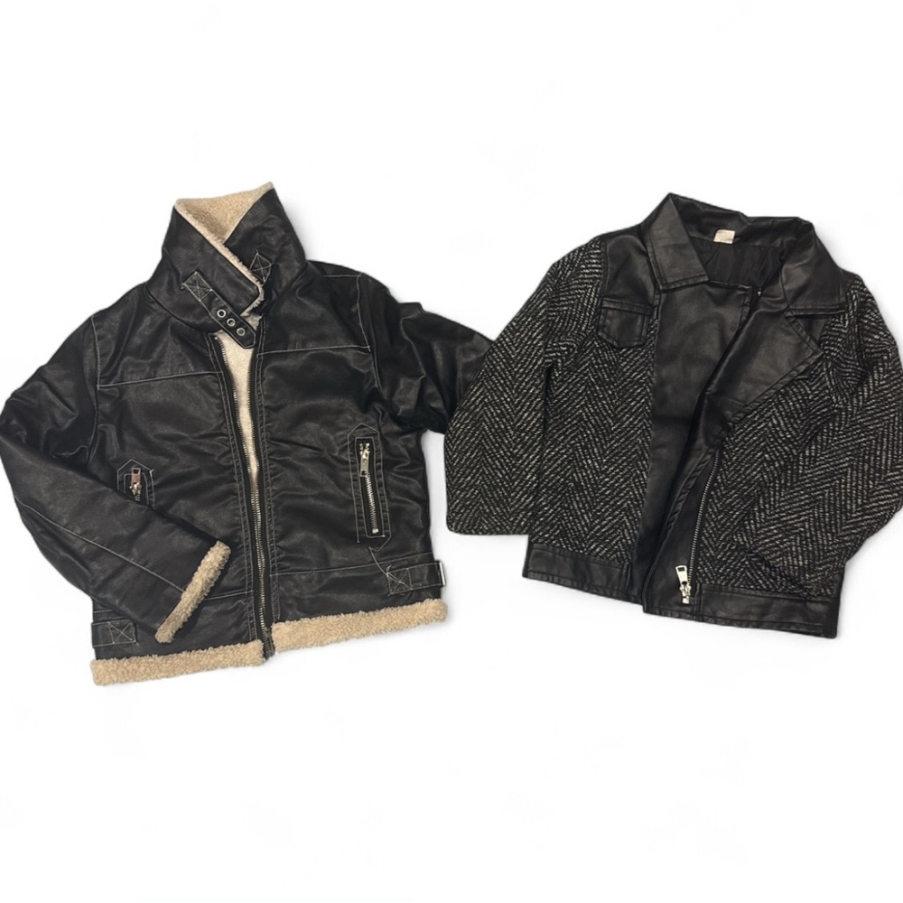 Kids Black Faux Leather Jacket Bundle very New!